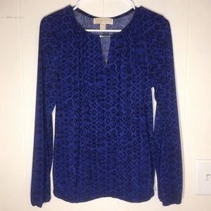 MK blue snake print long sleeve blouse medium M